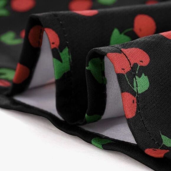 Allegra K Navy Blue Cherries Tie Shorts Sz M - Picture 2 of 9